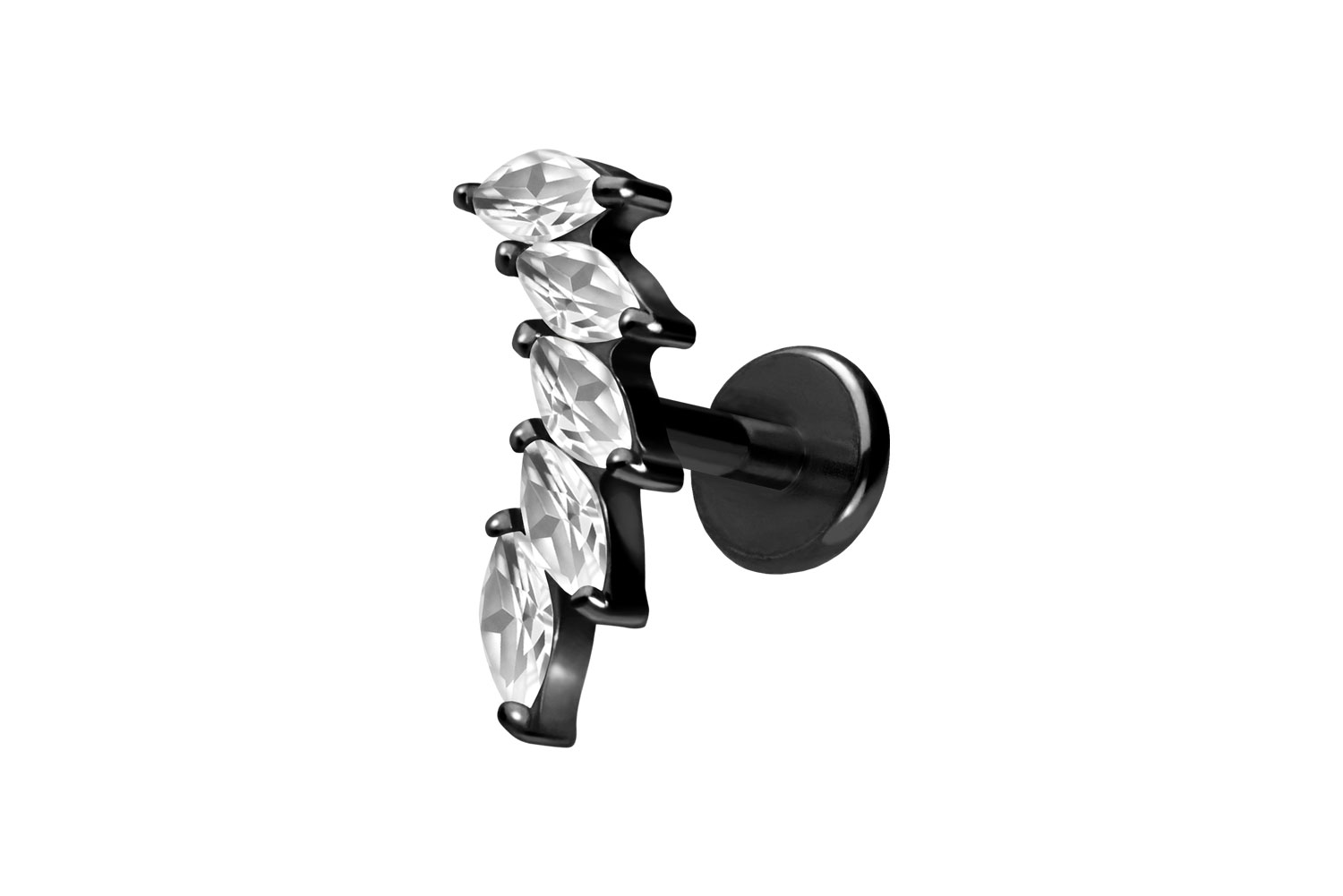 Titan Labret Piercing mit Push Fit 5 EINGEFASSTE KRISTALLTROPFEN